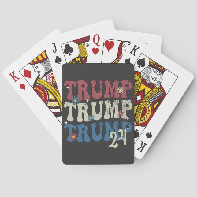 Trump 2024 Patriotic American Flag 4th Of July  Playing Cards (Back)
