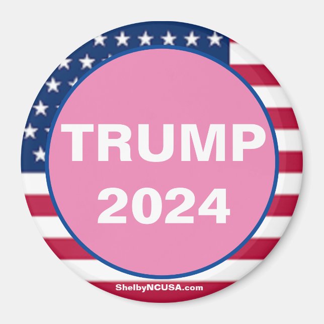 TRUMP 2024 Pink Patriotic magnet (Front)