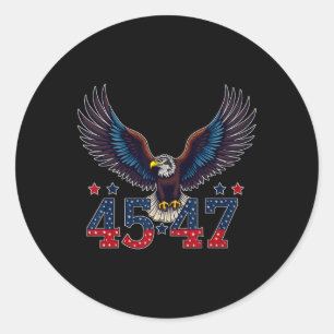 Trump 2024 President 45 And 47 American Flag Trump Classic Round Sticker