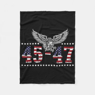 Trump 2024 President 45 And 47 American Flag Trump Fleece Blanket