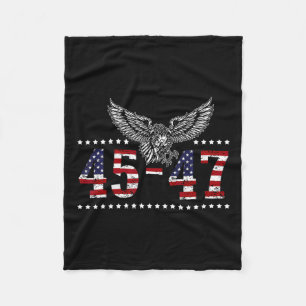 Trump 2024 President 45 And 47 American Flag Trump Fleece Blanket