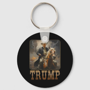 Trump 2024 President Cowboy Riding Horse Western U Key Ring
