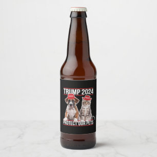 Trump 2024 Protect Our Pets Cat Dogs MAGA Beer Bottle Label