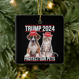 Trump 2024 Protect Our Pets Cat Dogs MAGA Ceramic Ornament