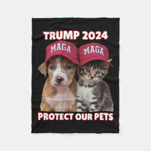Trump 2024 Protect Our Pets Funny Eat Our Pets Cat Fleece Blanket