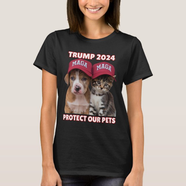 Trump 2024 Protect Our Pets Funny Eat Our Pets Cat T-Shirt (Front)