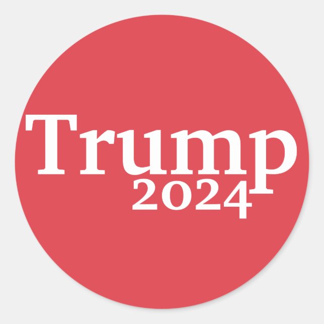 Trump 2024 Red and White Presidential Campaign Classic Round Sticker (Front)
