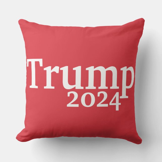 Trump 2024 Red and White Presidential Campaign Cushion (Front)