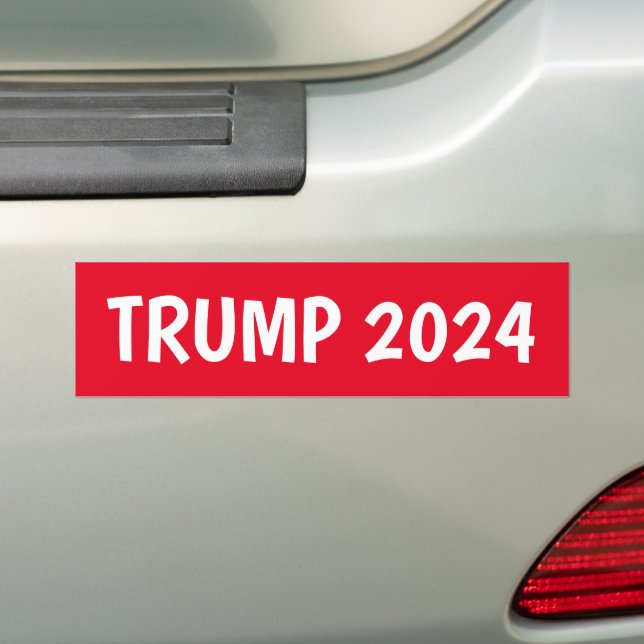 TRUMP 2024 RED BUMPER STICKER (On Car)