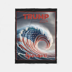 Trump 2024 Red Wave Tsunami Usa Election Voting Re Fleece Blanket