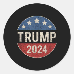 Trump 2024 Retro Campaign Button Re Elect Presiden Classic Round Sticker