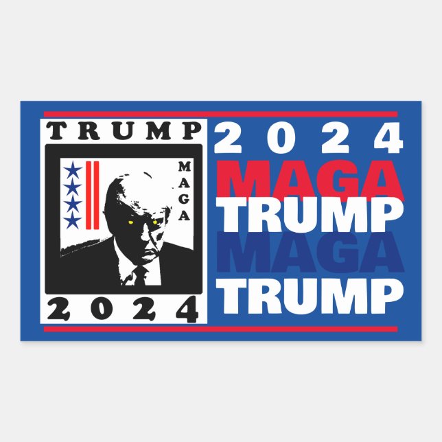 TRUMP 2024 RWB RECTANGULAR STICKER (Front)