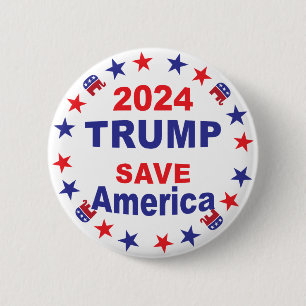 TRUMP 2024 SAVE AMERICA 6 CM ROUND BADGE