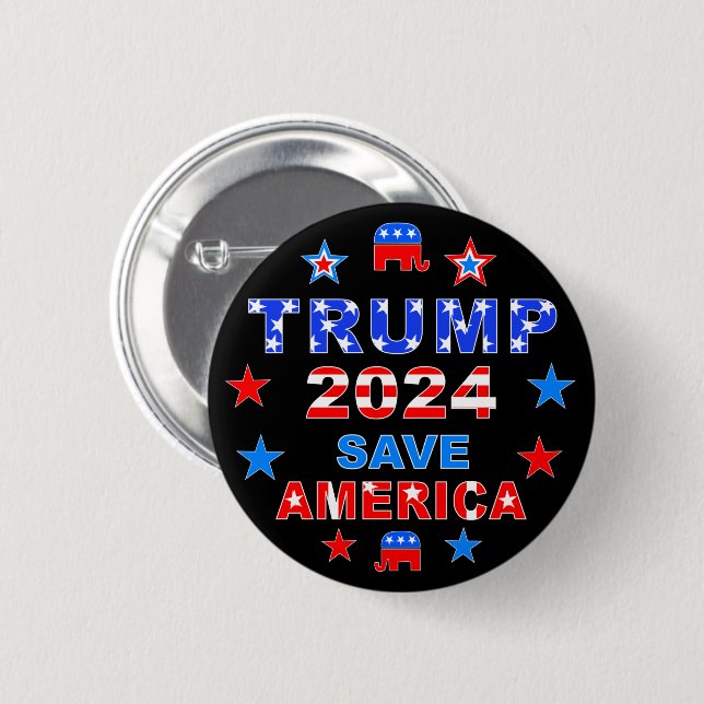 TRUMP 2024 SAVE AMERICA 6 CM ROUND BADGE (Front & Back)