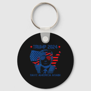 Trump 2024 Save America Again American Flag  Key Ring