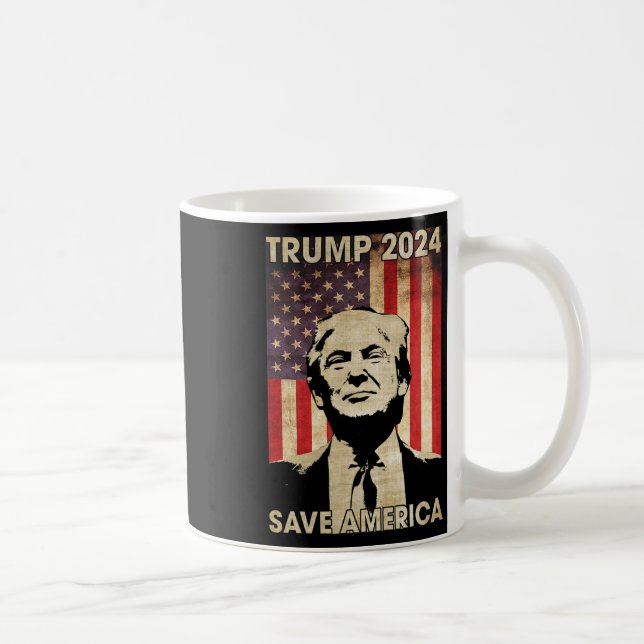 Trump 2024 Save America American Flag Election Gif Coffee Mug (Right)