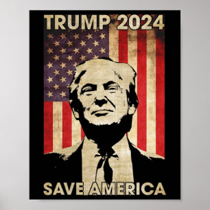 Trump 2024 Save America American Flag Election Gif Poster