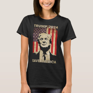 Trump 2024 Save America American Flag Election Gif T-Shirt