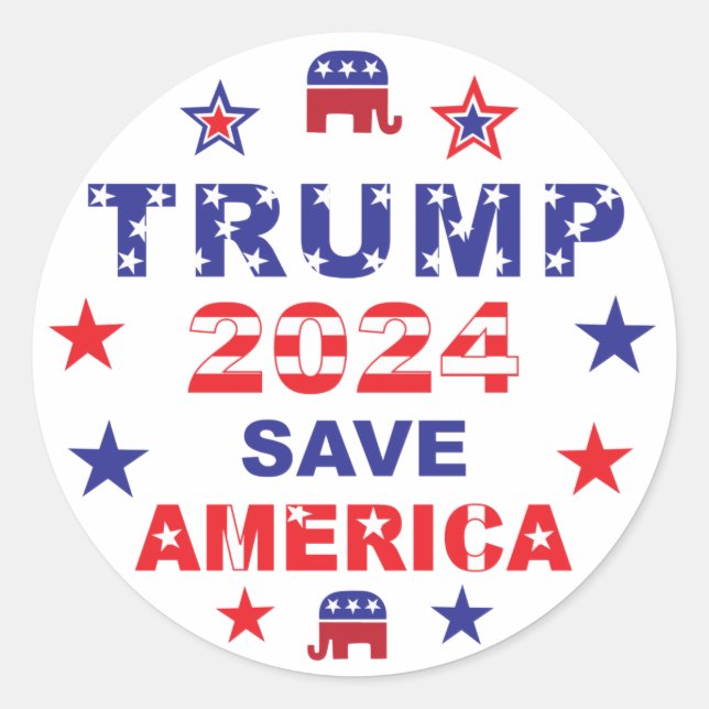 TRUMP 2024 SAVE AMERICA CLASSIC ROUND STICKER (Front)