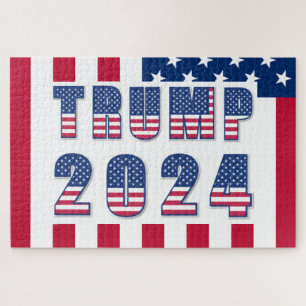 Trump 2024 Stars and Stripes Jigsaw Puzzle