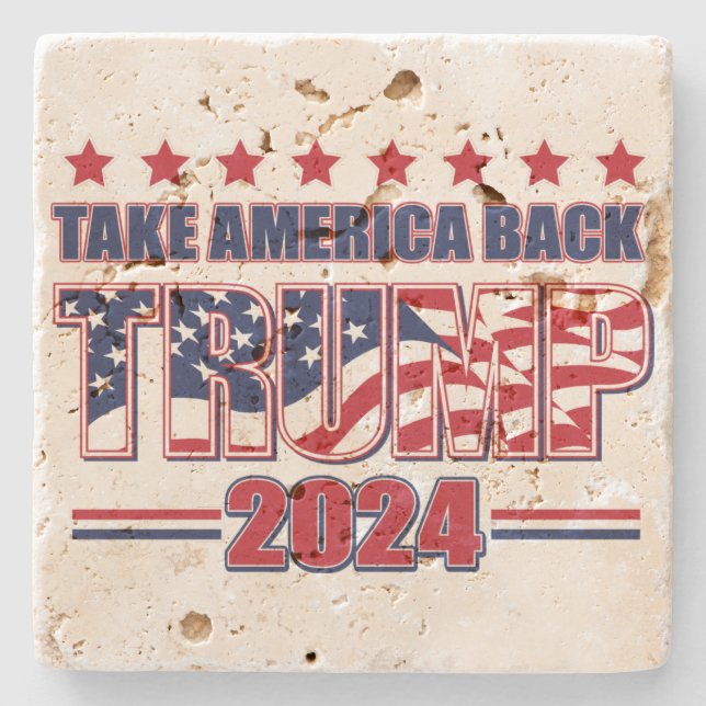 Trump 2024 Take America bac Stone Coaster (Front)
