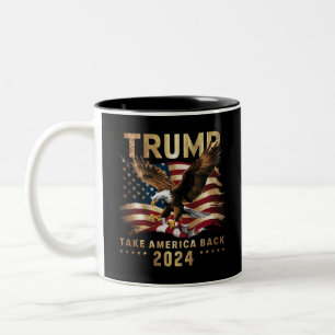 Trump 2024 Take America Back American Flag Trump 2 Two-Tone Coffee Mug