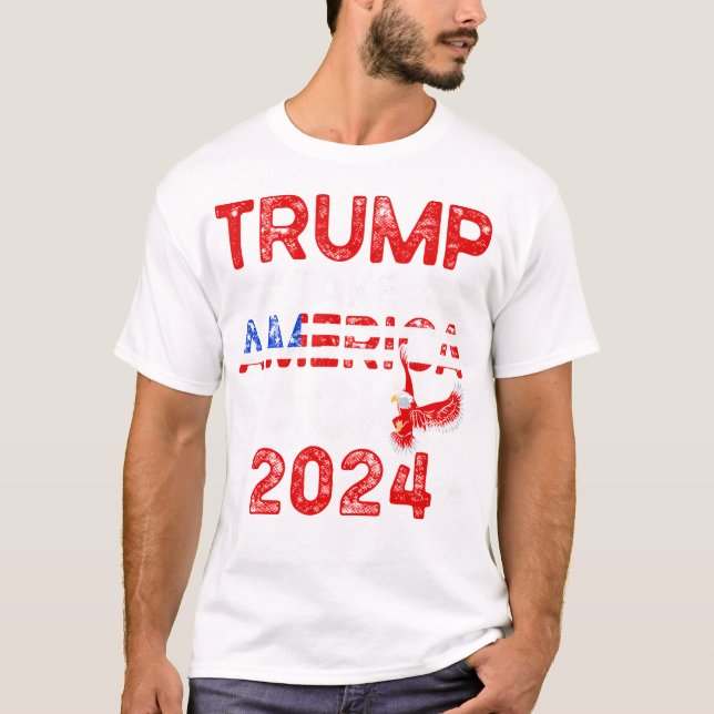 Trump 2024 Take America Back American Flag Trump 4 T-Shirt (Front)