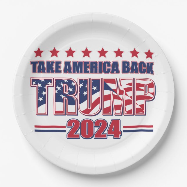 Trump 2024 Take America Back Paper Plate (Front)