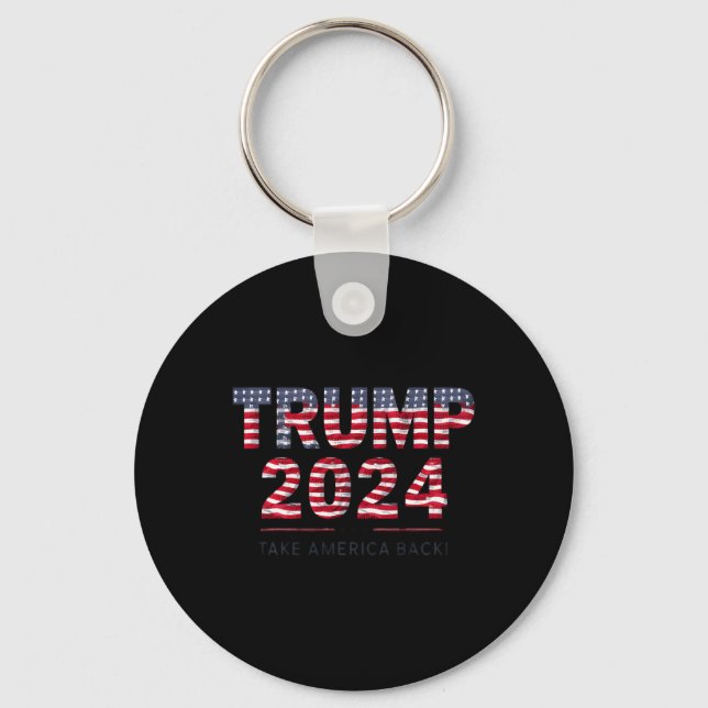 Trump 2024 Take America Back Us Flag 4th Of July  Key Ring (Front)