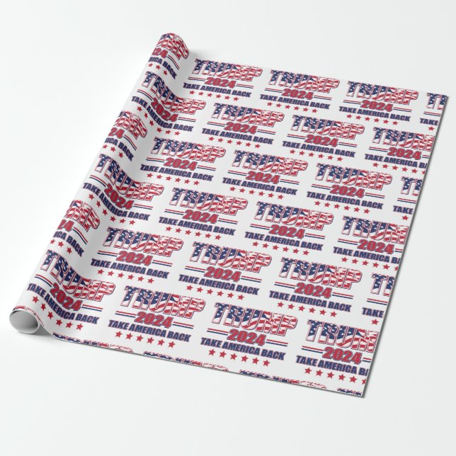 Trump 2024 Take America Back Wrapping Paper (Unrolled)