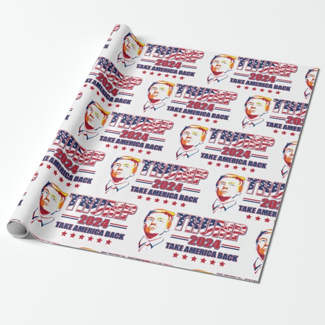 Trump 2024 Take America Back Wrapping Paper (Unrolled)