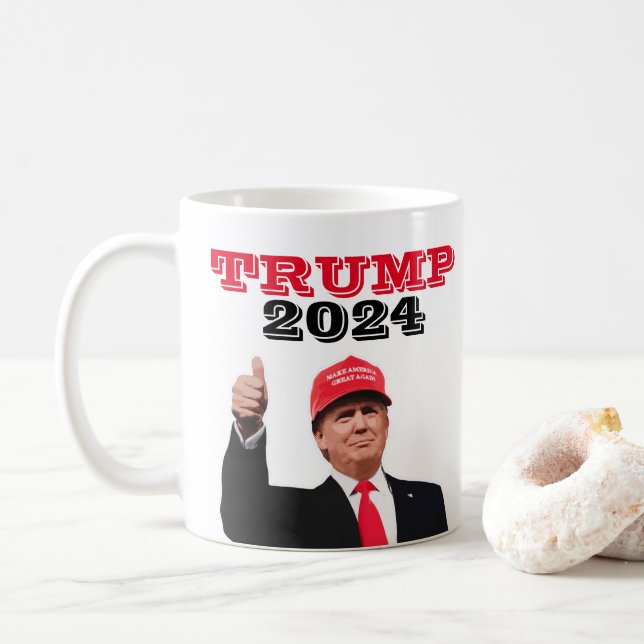 Trump 2024 Thumbs Up Coffee Mug (With Donut)