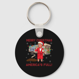 Trump 2024 Ugly Sweater Merry Christmas America's Key Ring