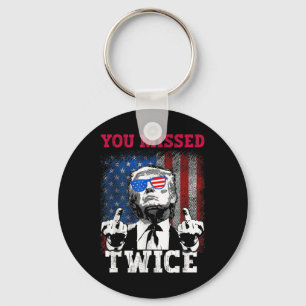Trump 2024 Usa Flag You Missed Twice  Key Ring