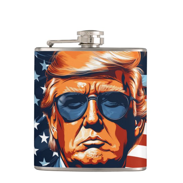 Trump 2024 - USA - Make America Great Again Hip Flask (Front)