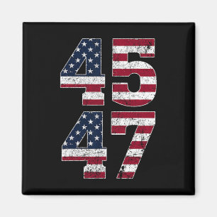 Trump 2024 Vintage 45 47 Stand With American Flag Magnet