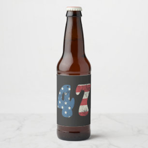 Trump 2024 Vintage Patriotic American Flag 47 Beer Bottle Label