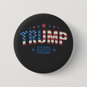 Trump 2024 Vintage Patriotic American Flag Gift 6 Cm Round Badge