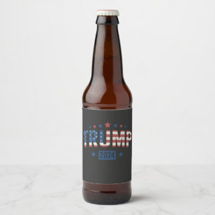 Trump 2024 Vintage Patriotic American Flag Gift Beer Bottle Label