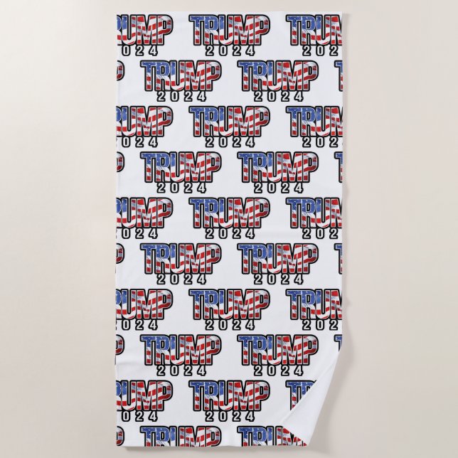 Trump 2024 Waving Flag Beach Towel (Front)