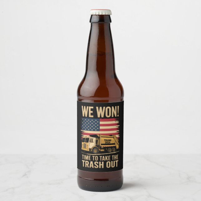 Trump 2024 We Won Wins Victory Inauguration 2025  Beer Bottle Label (Front)
