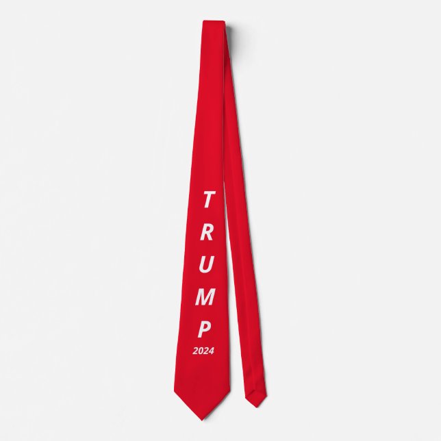 Trump 2024 White Text Red Background  Tie (Front)