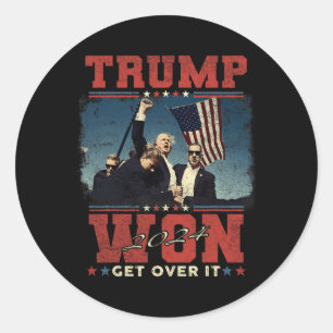 Trump 2024 Won Get Over It Uni-adults - Black - Sm Classic Round Sticker