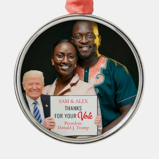 Trump 2024 Your Personalised Photo Christmas Metal Ornament (Front)