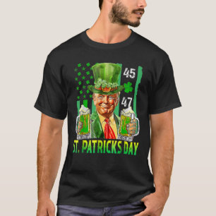 Trump 2025 American Flag Vintage St Patrick s Day T-Shirt