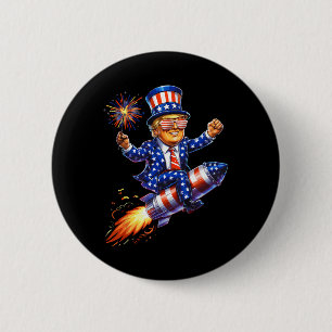 Trump 2025 Happy 4th Of July Trump American Flag F 6 Cm Round Badge