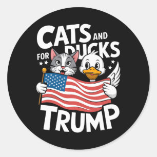 Trump 2025 Kittens And Ducks Support Donald Trump Classic Round Sticker