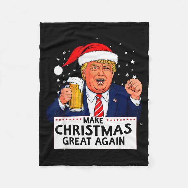 Trump 2025 Make Christmas Great Again _ Trump Amer Fleece Blanket (Front)