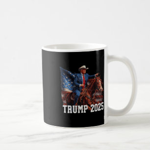 Trump 2025 Riding Horse American Flag Cowboy 4th O Coffee Mug