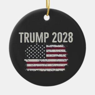 Trump 2028 American Flag Election President Ceramic Ornament